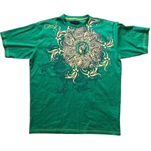 COOGI Embroidered Spartan Sz 3XL Graphic T-shirt Renaissance Art Gold Green